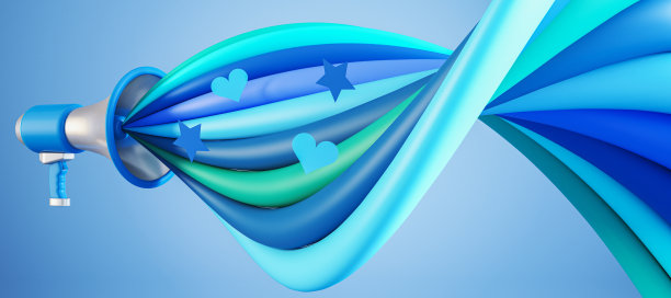 蓝色壁纸上彩色声波创意扬声器。投票，为你的权利而战。3 d渲染。图片下载