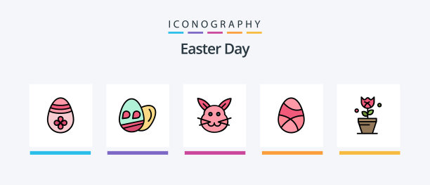 复活节线填充了5个图标包，包括教堂图片下载