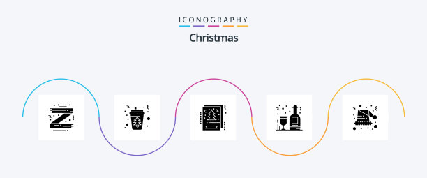 圣诞节象形文字5图标包包括酒图片下载