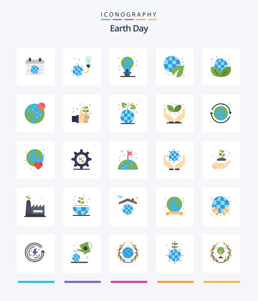 创意地球日25平面图标包如月亮图片下载