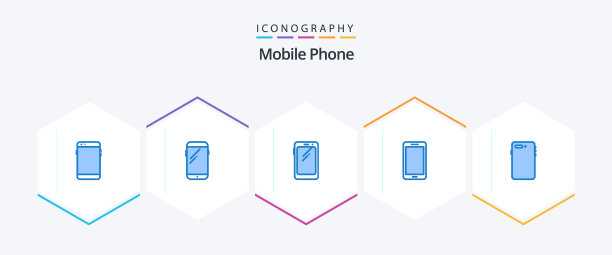 手机25个蓝色图标包包括背面图片下载