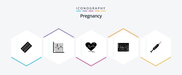 怀孕25字形图标包，包括超声图图片下载