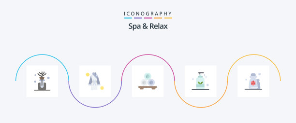 水疗和放松平5图标包，包括瑜伽油图片下载
