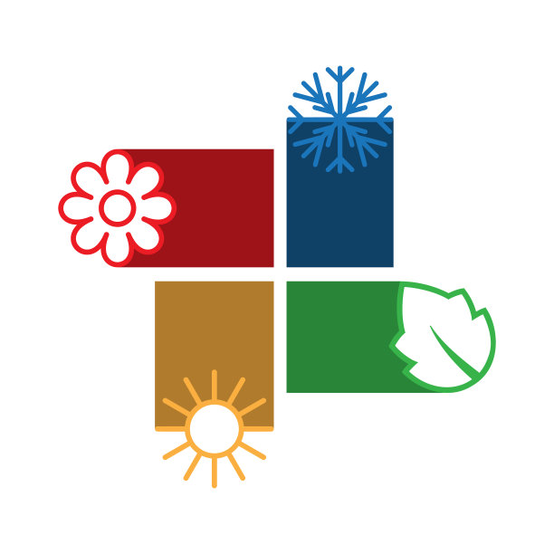 四个自然季节的彩色方块图片下载