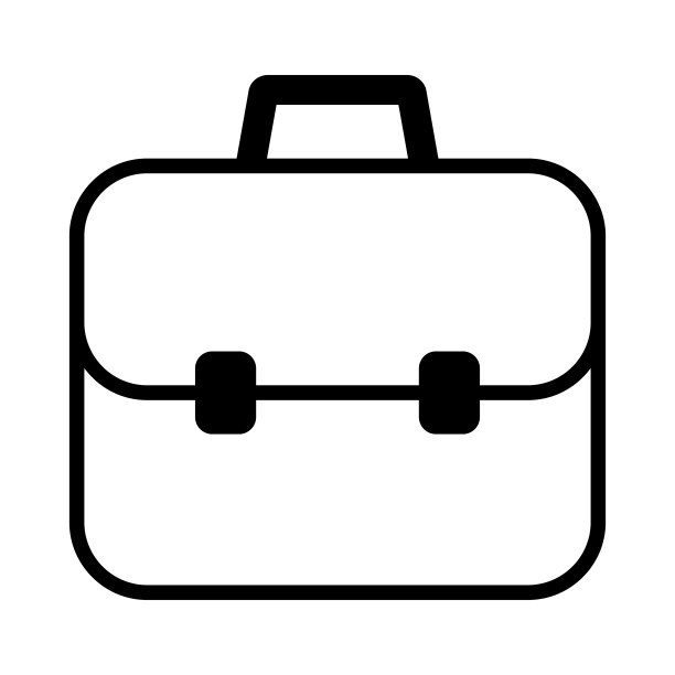 公务包图标、公文包矢量图标。手提箱、文件夹符号，以线性样式象形图的形式隔离在白色上。图片下载