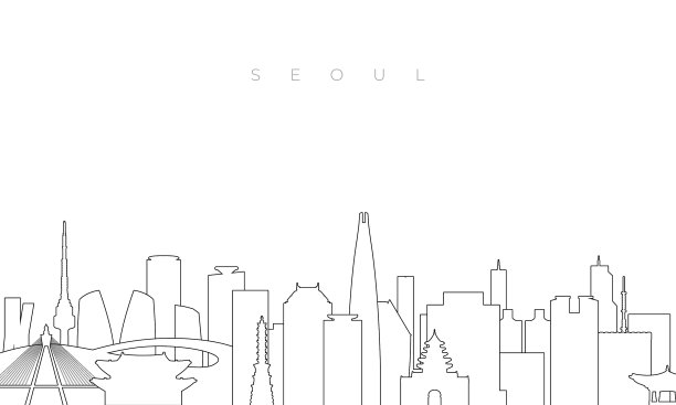轮廓首尔天际线时尚模板与首尔图片下载