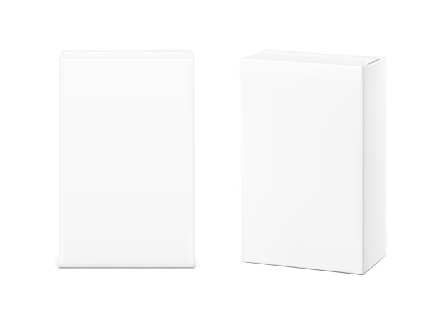 现实的纸箱模型集。正面和半侧面视图。矢量插图隔离在白色背景上。可用于食品、医药、化妆品等。图片下载