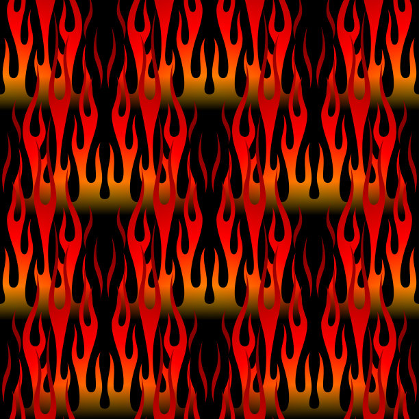 燃烧火焰无缝图案矢量艺术形象。火重复瓷砖背景壁纸纹理设计。图片下载