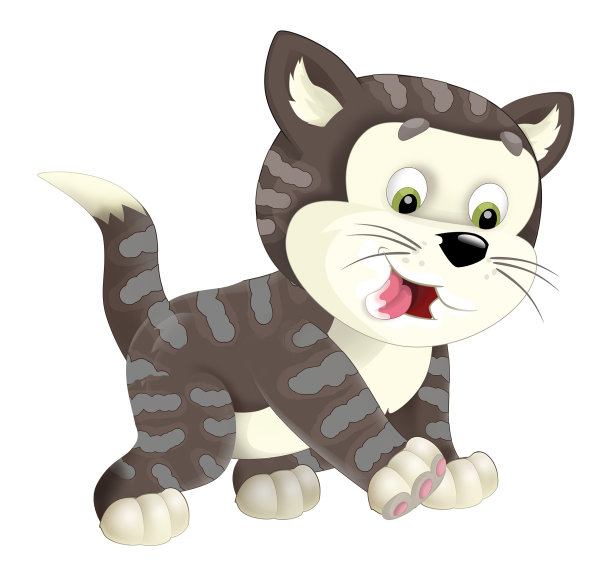 卡通快乐猫蹦蹦跳跳-艺术风格-儿童插画图片下载