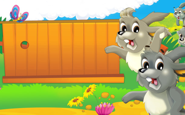 卡通场景与生活在牧场与不同的农场动物插图的孩子图片下载