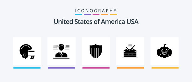 美国字形5图标包包括美国安全图片下载
