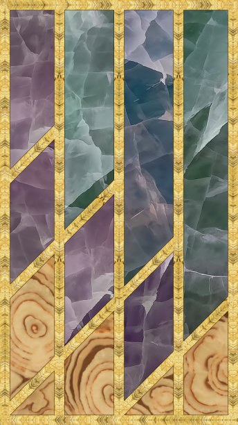 现代马赛克、镶嵌。彩色玻璃风格的插图。装饰艺术背景。几何图案。彩色纹理，金色人造石结构。抽象印花，创意瓷砖表面图片下载