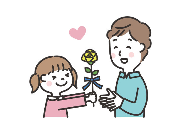 在父亲节，女孩送给爸爸黄玫瑰图片下载