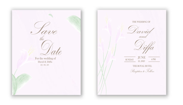 简单优雅的婚礼请柬加上水彩画元素看起来很漂亮图片下载