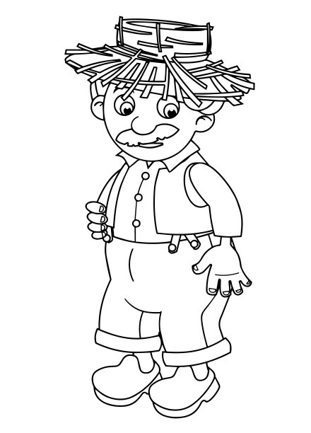 卡通农场男孩站在农具和微笑的儿童插图图片下载