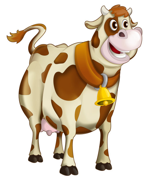 卡通快乐牛是站着看的艺术风格-儿童插画图片下载