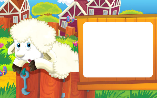 卡通场景与生活在牧场与不同的农场动物插图的孩子图片下载