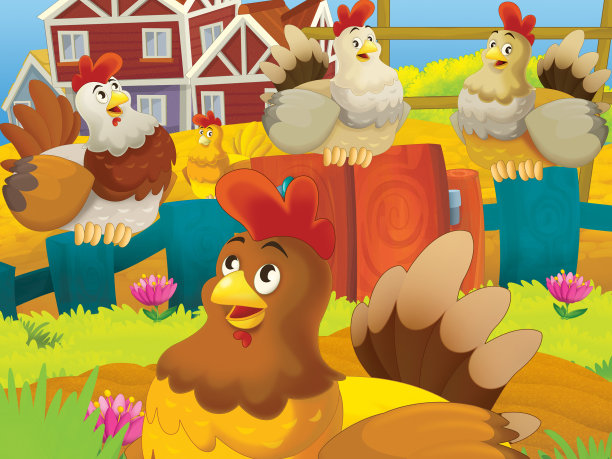 卡通场景与生活在牧场与不同的农场动物插图的孩子图片下载