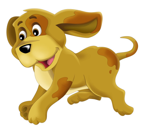 卡通快乐的狗动物玩耍，有乐趣的儿童孤立插图图片下载