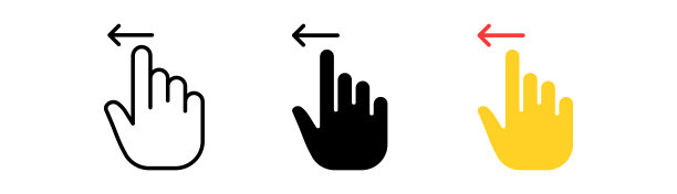 触摸控制集图标。手势，放大和缩小，滑动，点击，按，箭头，时钟，沙漏。技术的概念。矢量图标在直线，黑色和彩色风格的白色背景图片下载