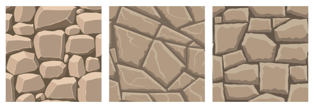 卡通游戏纹理，岩石，泥土和地面表面无缝模式。游戏资产墙壁和环境背景图片下载