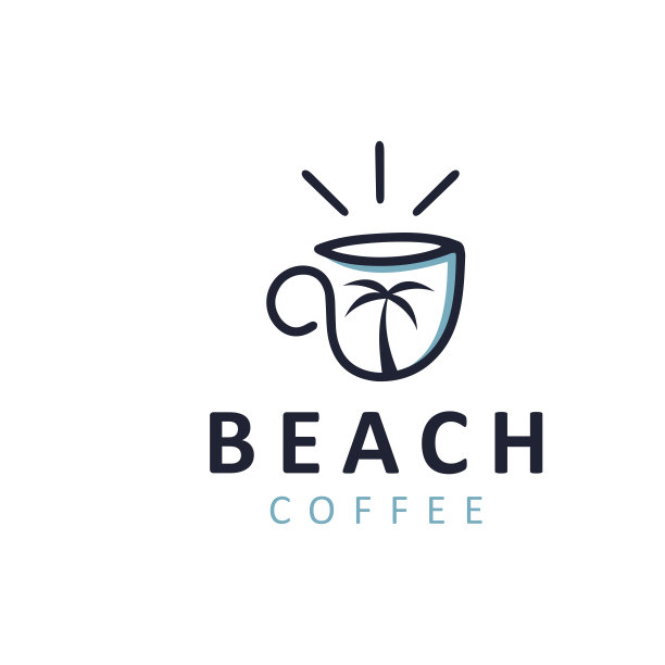 咖啡杯和棕榈树度假度假夏威夷天堂岛旅游图标设计图片下载