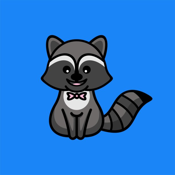 矢量插图浣熊简单的吉祥物风格。图片下载