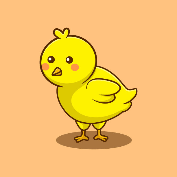 小鸡可爱的卡通矢量插画，可爱的动物图片下载