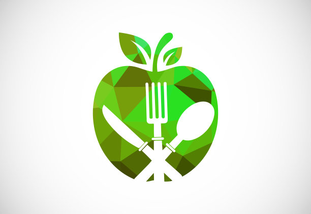 低聚风格的苹果新鲜食品标志标志符号在平面风格的白色背景图片下载