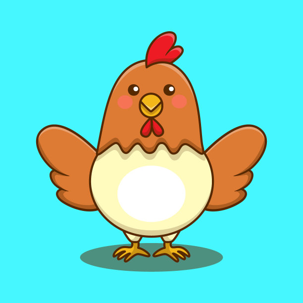 鸡笏飞可爱的卡通矢量插画，可爱的动物图片下载