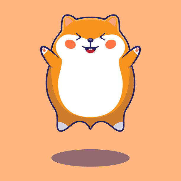 跳跃的可爱卡通仓鼠矢量插画，卡哇伊动物图片下载