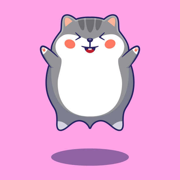 跳跃的可爱卡通仓鼠矢量插画，卡哇伊动物图片下载