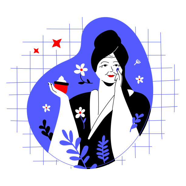 使用年龄化妆品-彩色平面设计风格图片下载