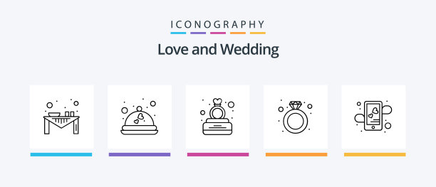 婚礼线路5图标包包括鲜花爱情图片下载