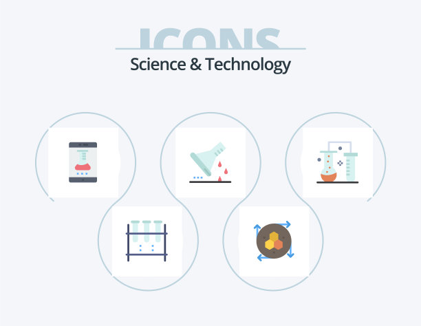 科技平面图标包5个图标图片下载