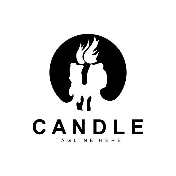 蜡烛符号，火焰照明设计，燃烧的奢侈矢量，插图模板图标图片下载