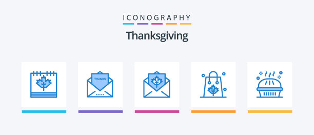 感恩节蓝色5图标包包括销售图片下载