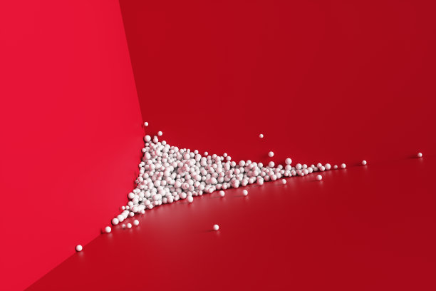 红墙旁的一大堆抽象的白色球体。背景3d渲染插图。图片下载