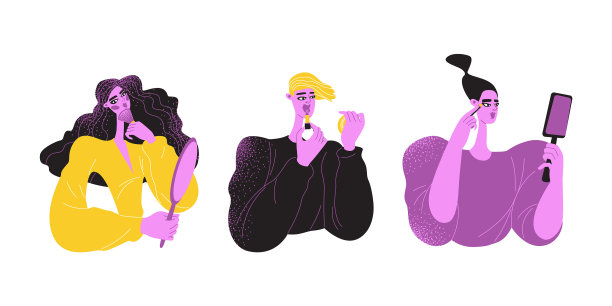 可爱的女孩化妆孤立的人物图片下载