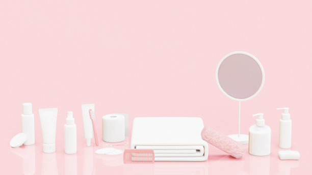 个人卫生用品套装。三维渲染图片下载