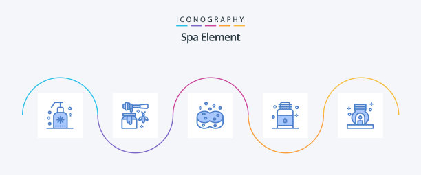 温泉元素蓝色5图标包包括燃烧器图片下载