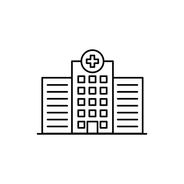 医院大楼标志黑色细线图标图片下载