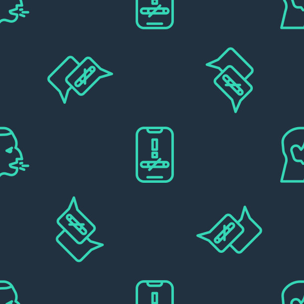 设置线禁止吸烟和男子咳嗽无缝图片下载