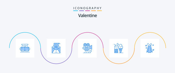 情人节蓝色5图标包包括冰淇淋图片下载
