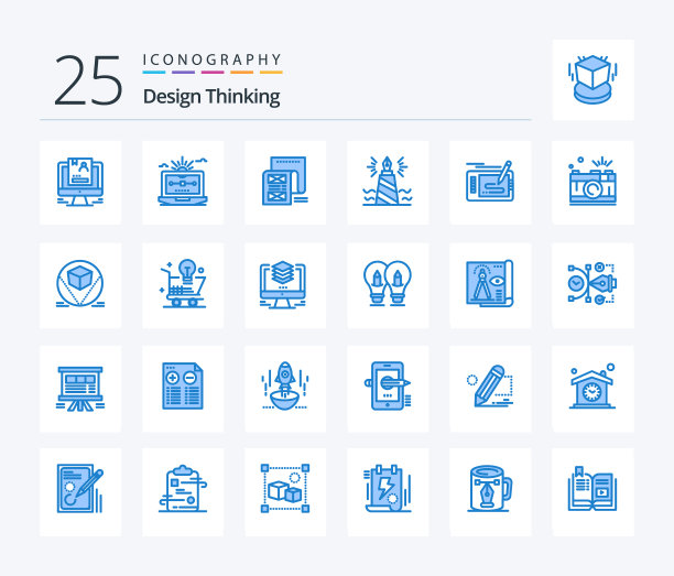 设计思路包括25个蓝色图标包图片下载
