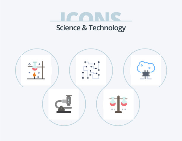 科技平面图标包5个图标图片下载