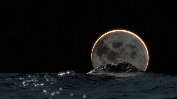 海上日食图片下载