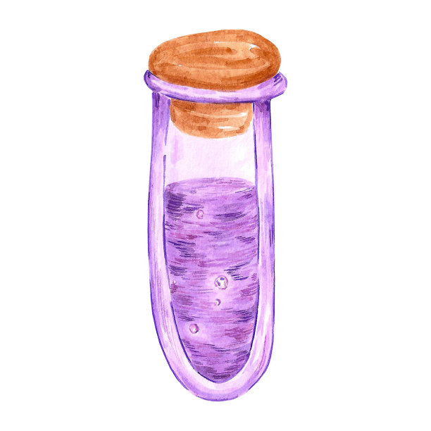 水彩魔法瓶药水。孤立在白色背景上。剪贴簿，明信片，横幅，标签。图片下载