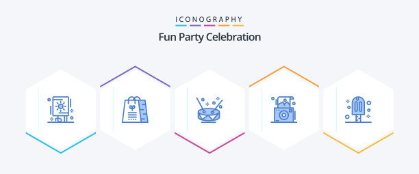 派对25蓝色图标包包括奶油宝丽来图片下载