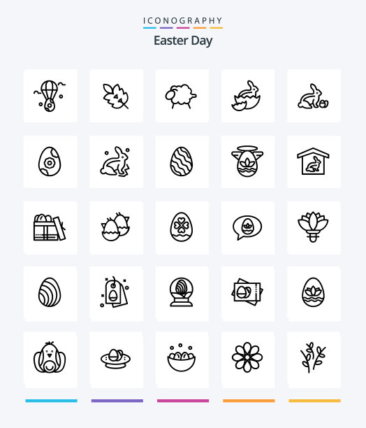 创意复活节25轮廓图标包如鸡蛋图片下载